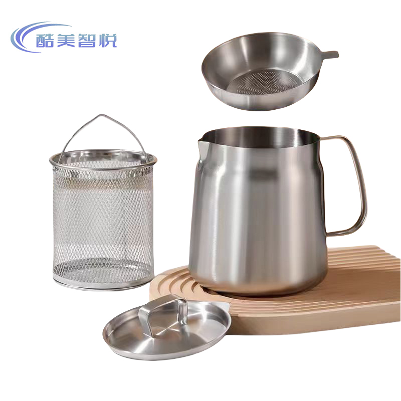 酷美智悦 304不锈钢滤油壶2000ml+炸篮 KM-BH608 个高清大图