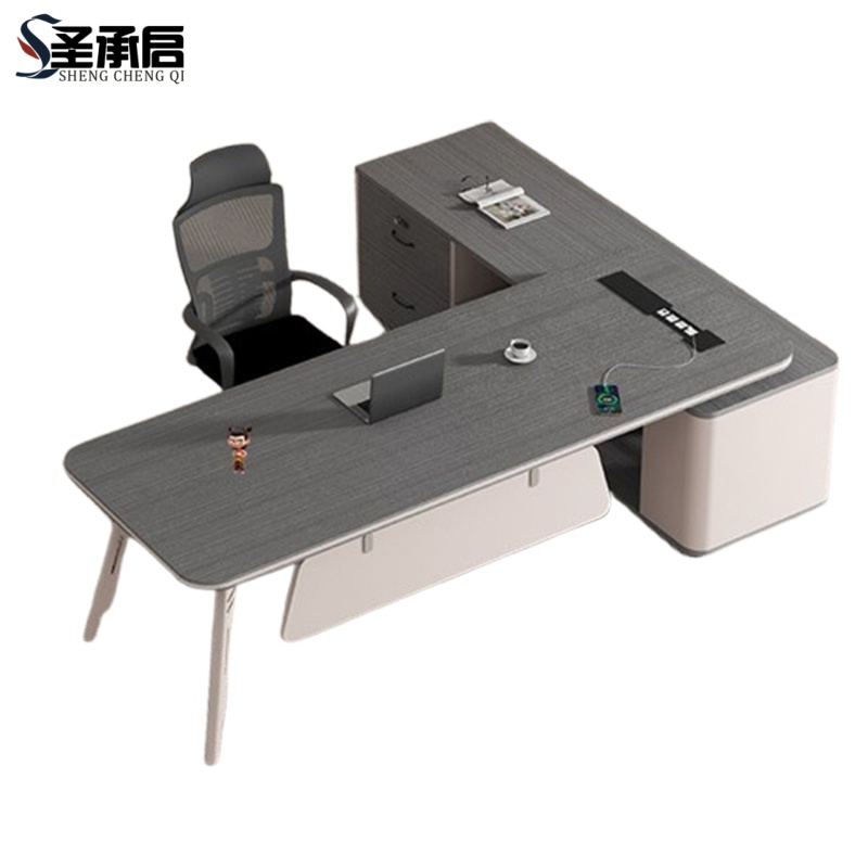 圣承启 大班台 2.4米带椅张高清大图