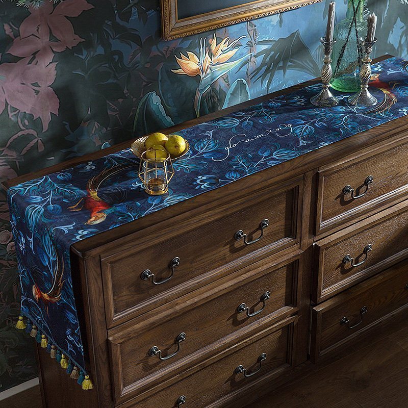 家柏饰(CORATED)电视机茶几洗衣机长方形搭巾盖巾餐桌布茶几桌布桌旗 B【电视柜布】 40*240cm