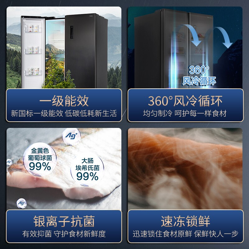 松下(Panasonic)NR-EW63MPA-B 632升 对开门变频风冷无霜 金属面板 黑色展示柜高清大图