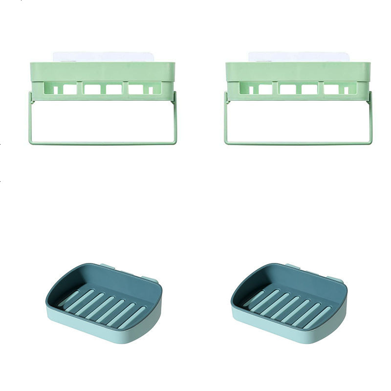 卫生间浴室挂架收纳架长方形带毛巾架镂空多层肥皂盒洗手间置物架 随机颜色 不指定颜色尽量不重复 2个肥皂