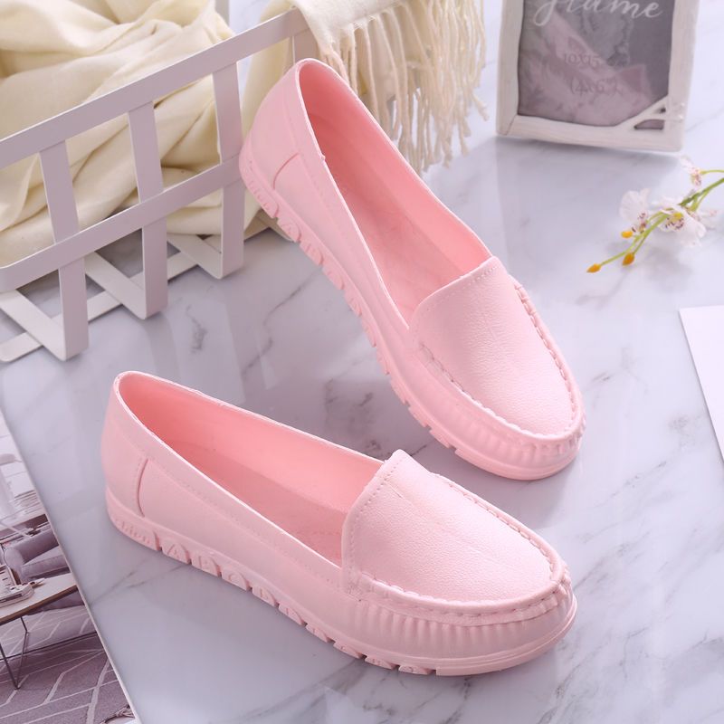 雨鞋女四季厨房工作鞋防水防滑胶鞋休闲女士豆豆鞋平底软底女鞋豆豆黑