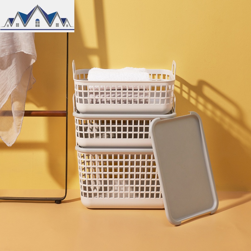 桌面收纳筐塑料篮子收纳篮杂物零食置物篮洗浴洗澡篮储物框长方形 三维工匠高清大图