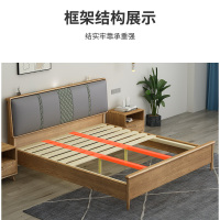 国翌 GY-2002-15带靠背双人床原木色床实木床1.5米床木制床现代简约 2200*1540*1050mm