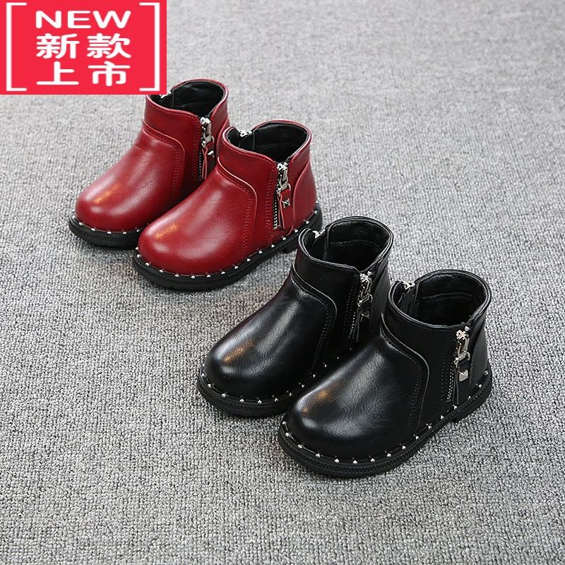 可莉允女童靴子2022秋冬季新款儿童短靴洋气公主小童鞋加绒宝宝马丁靴皮图片