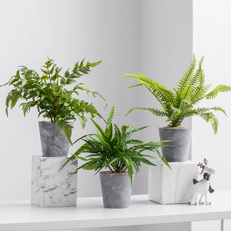 ins植物装饰品假盆栽创意绿植盆景客厅电视柜桌面小摆件 40cm水泥盆栽