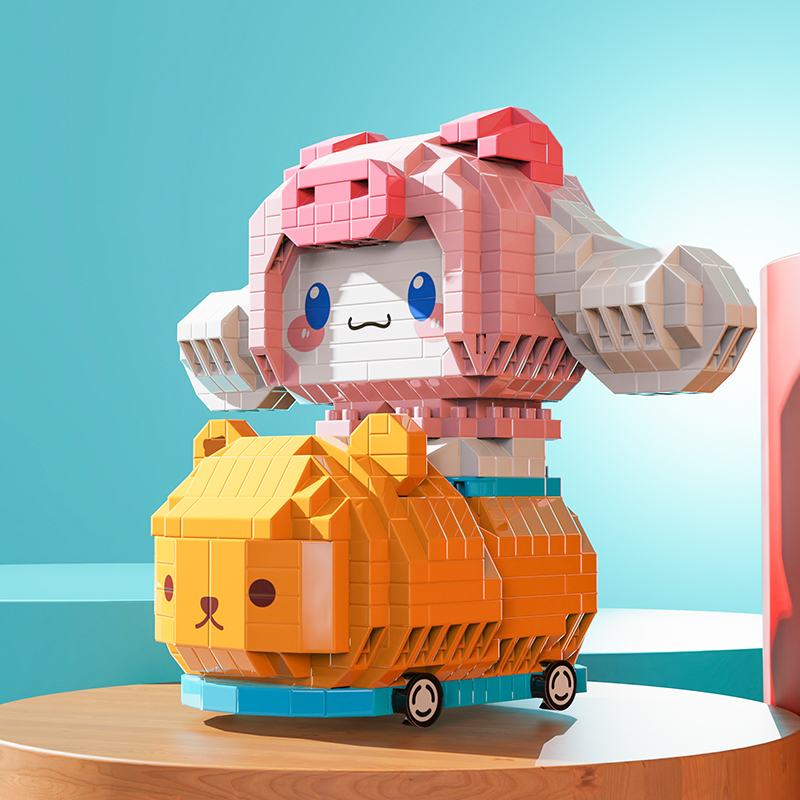 新款三丽鸥拼图微型小颗粒拼装积木成年益智玩具库洛米卡丁车摆件