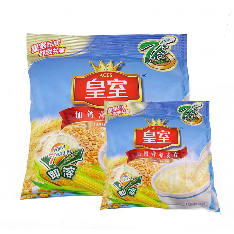 皇室 加钙营养麦片 600g袋 早餐冲饮免煮谷物即食小袋装