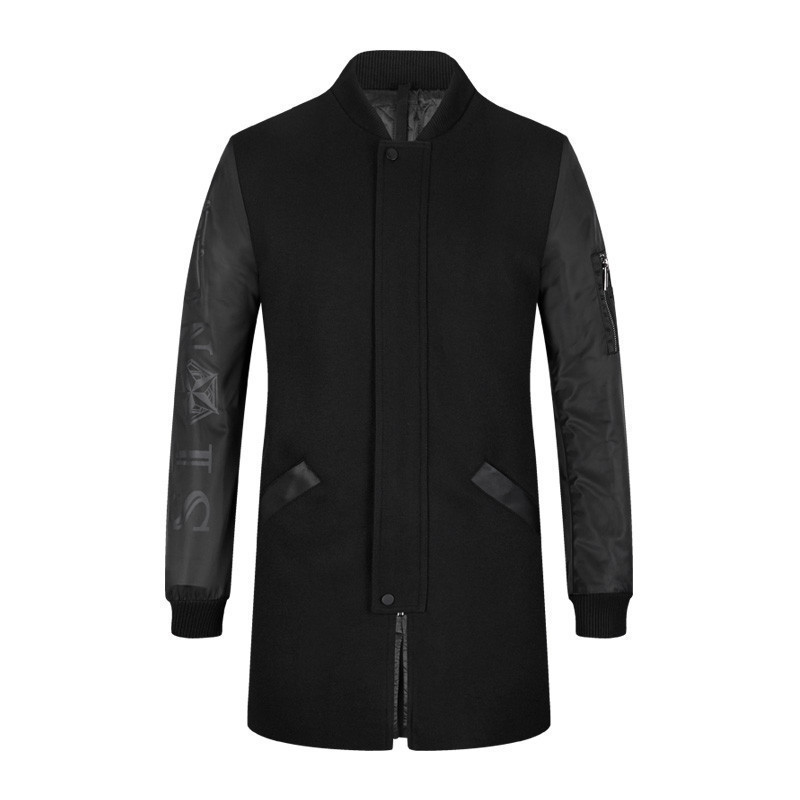 柒牌男装秋冬西服大衣中长款大衣外套时尚休闲拼接