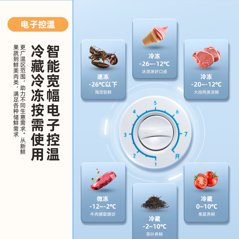 新飞(FRESTEC)新飞288升 家用商用冰柜 顶开卧式双箱双温冷柜BCD-288AHST8A