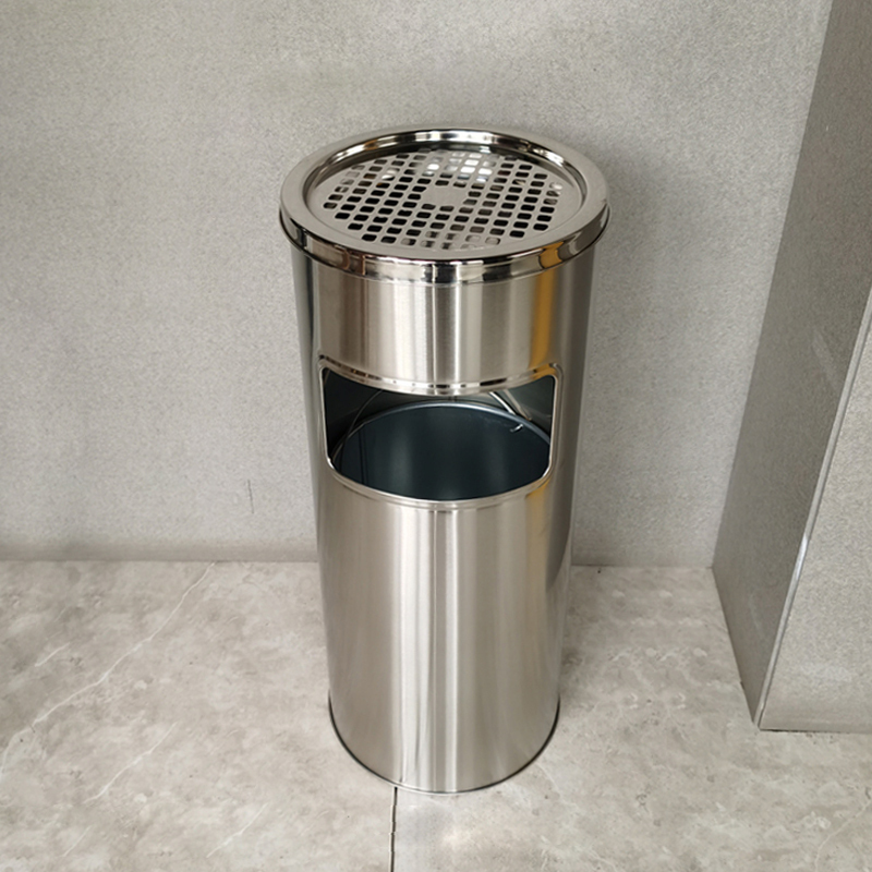 品美顺斯不锈钢圆形大号商用垃圾桶立式烟灰桶电梯口高档户外圆形不锈钢