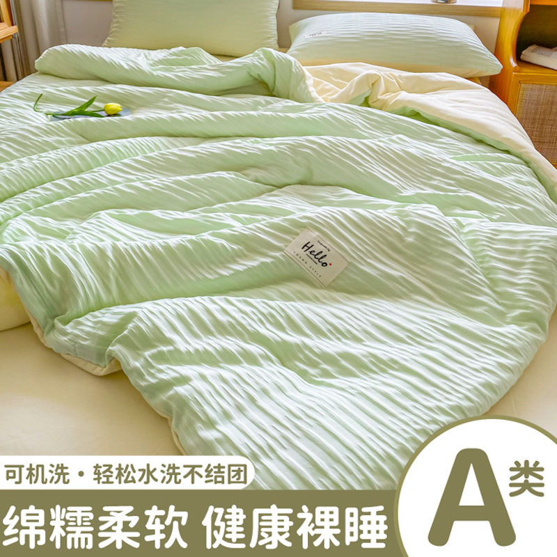 泡泡纱空调夏凉被四件套夏季夏天被子被芯夏被宿舍可机洗单人薄被高清大图