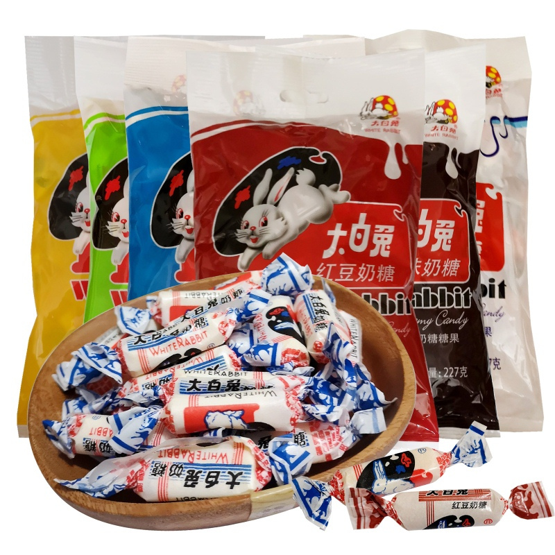 大白兔奶糖果清凉原味酸奶味玉米味红豆巧克力味227g袋装