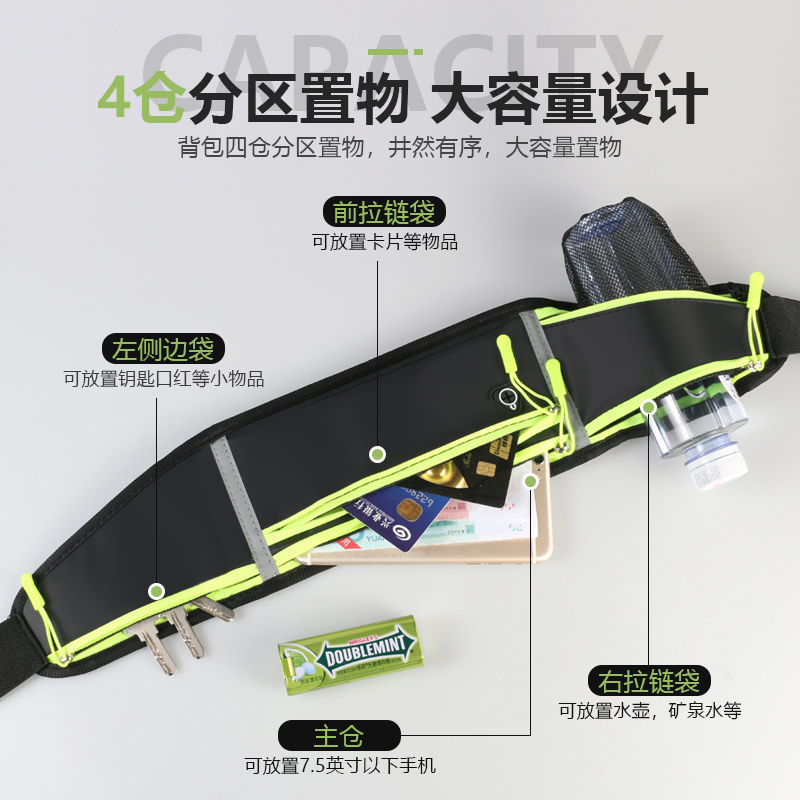 运动腰包男多功能新款腰带防水超薄装备跑步手机包包女高清大图