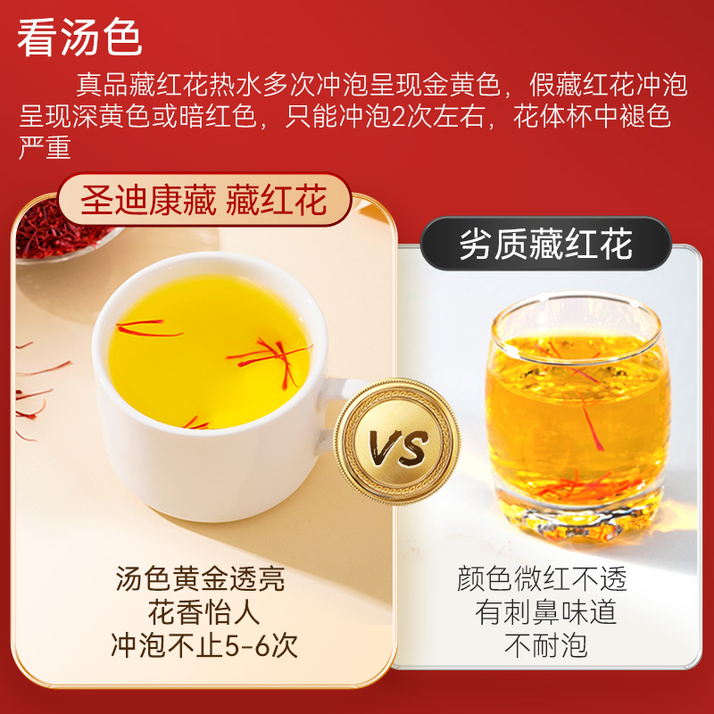 圣迪康藏 藏红花 西红花 西藏精选番红花全红长丝泡水红花送礼 6克礼盒装