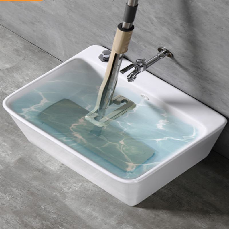 海澳德阳台洗拖把池家用卫生间陶瓷大号地盆拖布池帕槽小号落地式视频