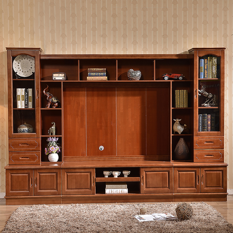 天惠子实木电视柜现代简约组合电视背景墙柜电视机柜影视柜客厅储物柜