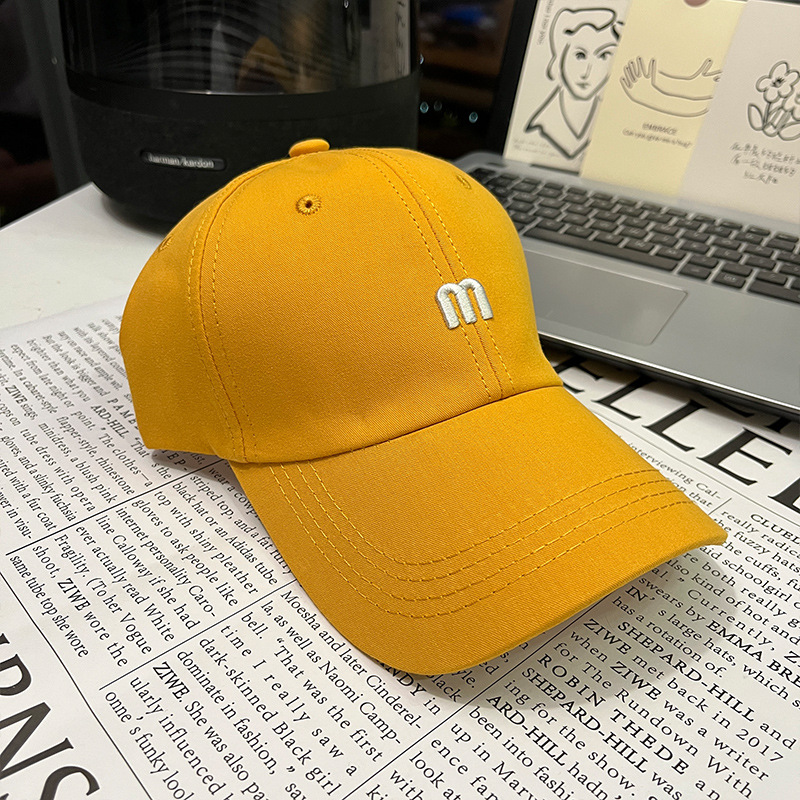 ins帽子女夏韩版潮人时尚简约M字母棒球帽男百搭弯檐遮阳帽鸭舌帽高清大图