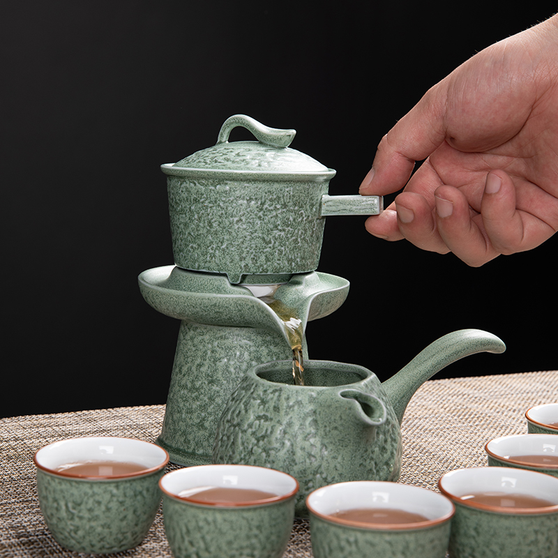 唐宏坊 茶具套装半全自动家用陶瓷懒人茶具石磨茶壶茶杯礼品套装功夫茶具