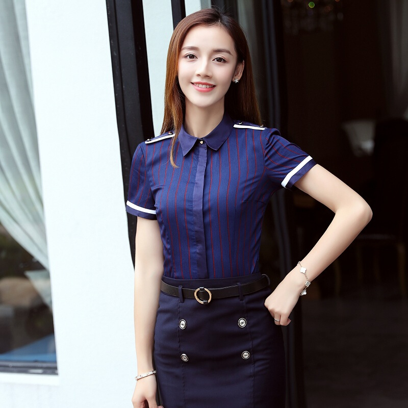 职业套装女装两件套夏季短袖OL套裙面试正装衬衫珠宝店工作服工装