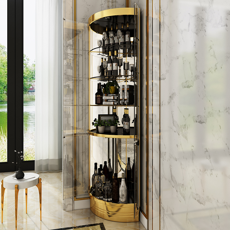 寻木匠转角柜墙角边柜圆弧柜客厅碧桂园样板房三角酒柜轻奢拐角带玻璃
