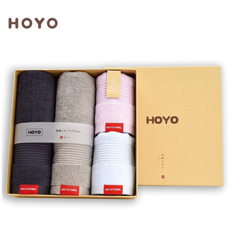 HOYO 毛巾方巾礼盒家庭套装4条装