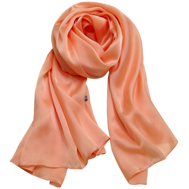 丝巾女百搭春秋薄长款围脖桑蚕丝夏季防晒披肩沙滩巾真丝纯色围巾浅