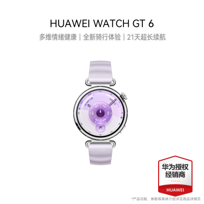 【智能手表】HUAWEI WATCH GT6 (KSU-B19) 41mm 紫色氟橡胶表 流光紫