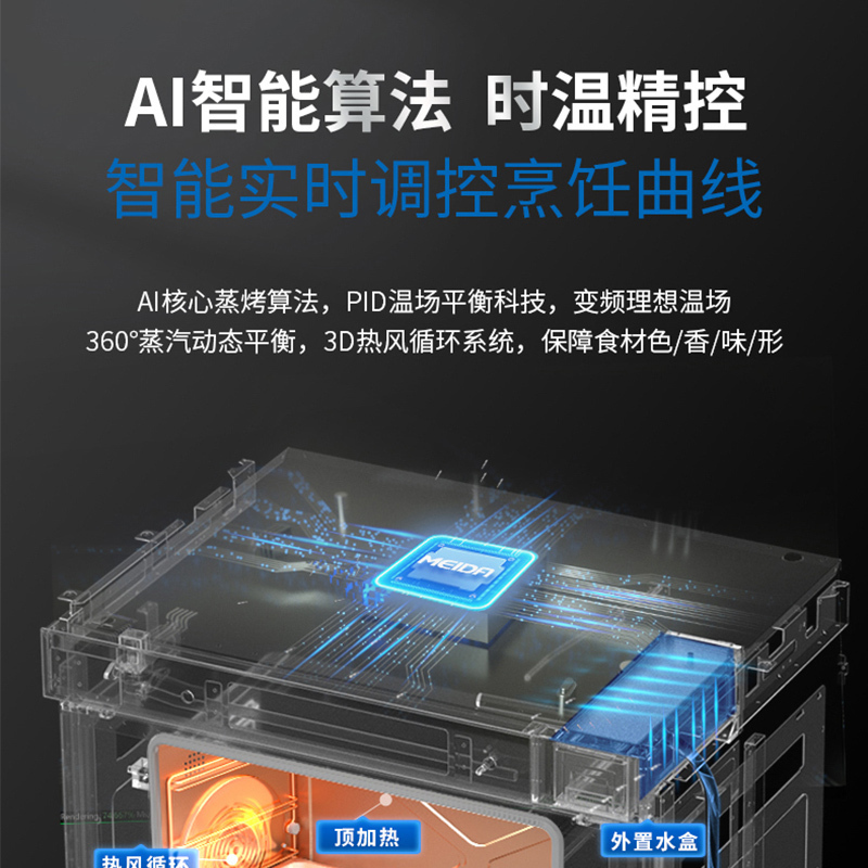 美大(Meida)变频集成灶X6S-ZK蒸烤款一体蒸烤集成灶侧吸下排抽油烟机燃气灶蒸烤箱 直流变频电机MD3ZK 天然气高清大图