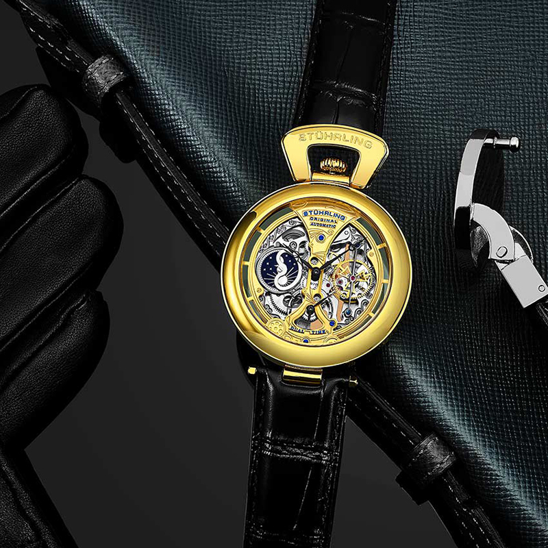 stuhrling施图灵男士手表emperorsgrandeur3919双时区自动上链机械