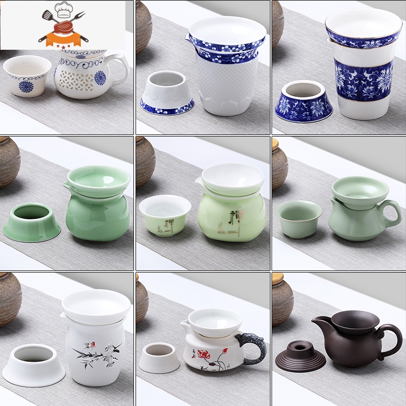 茶漏网茶滤器茶隔陶瓷套装茶具配件茶叶过滤网泡茶器创意茶杯 茶漏+送公道杯-功夫山水 敬平高清大图