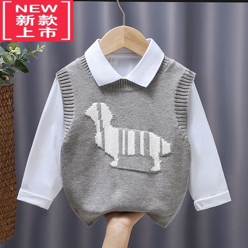 可莉允儿童毛衣背心2022早秋新款男童坎肩洋气针织衫童装毛线马甲外穿潮图片
