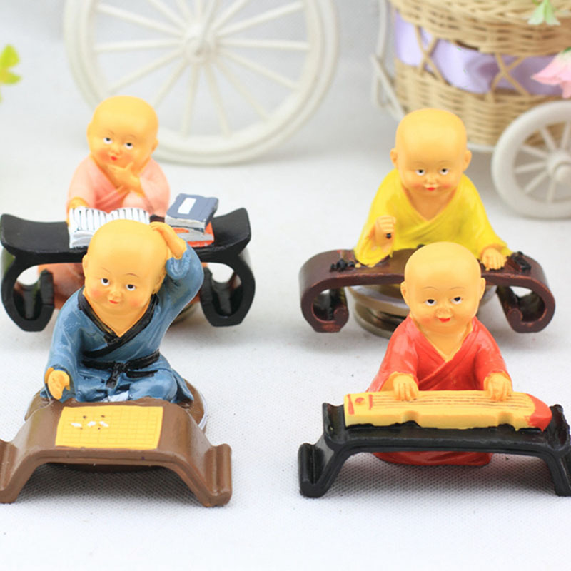 装饰用品车载公仔玩偶工艺品礼品小和尚摆件创意家居摆设-新功夫小子