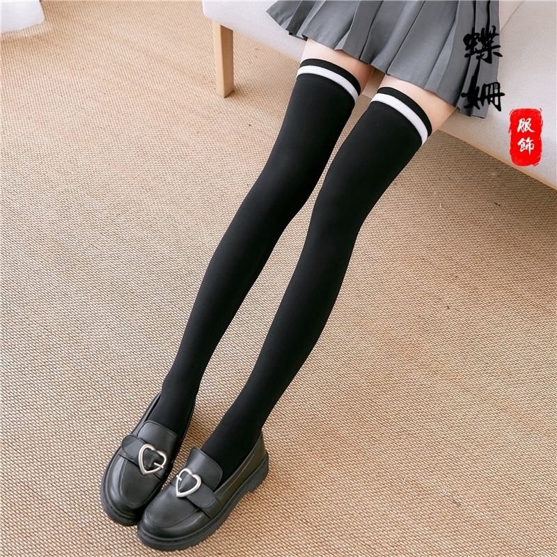 suntek加长款过膝袜春秋高筒袜子日系白色黑丝袜女学院风百搭半截大腿