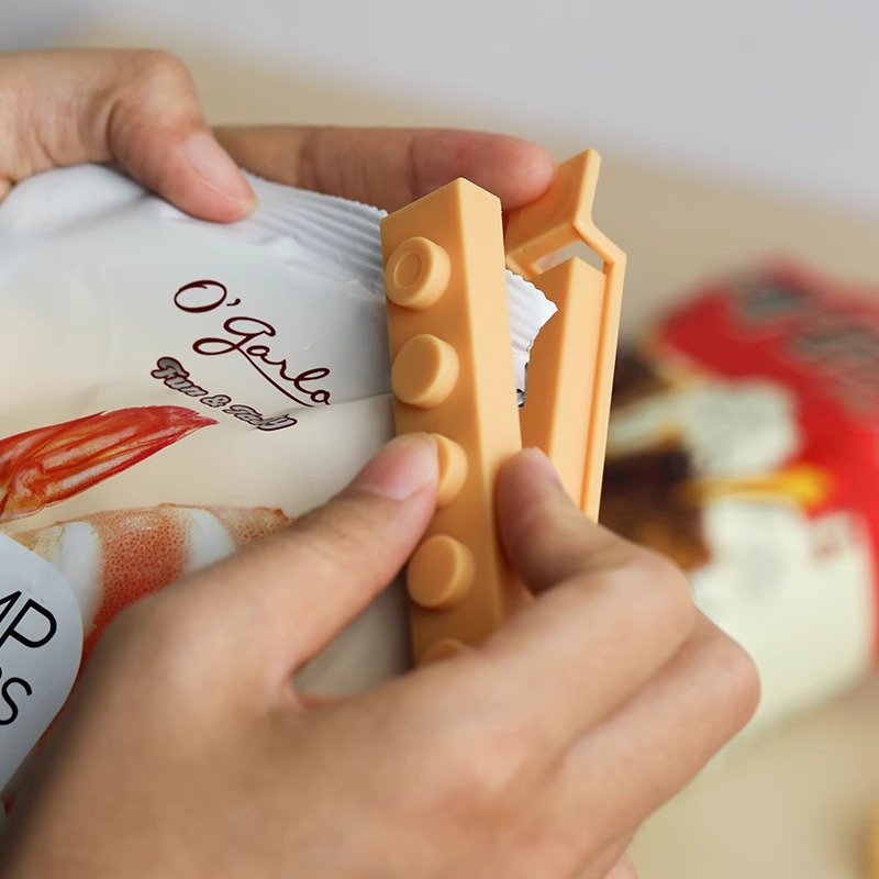 食品密封夹积木创意塑料保鲜夹零食袋子多功能家用厨房防潮密封器-混款-4个/1盒高清大图