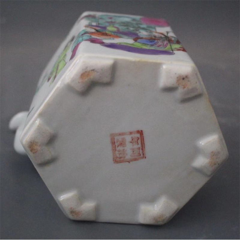 美帮汇景德镇仿古陶瓷同治粉彩手绘人物故事铜提梁茶壶复古收藏家用摆件高清大图