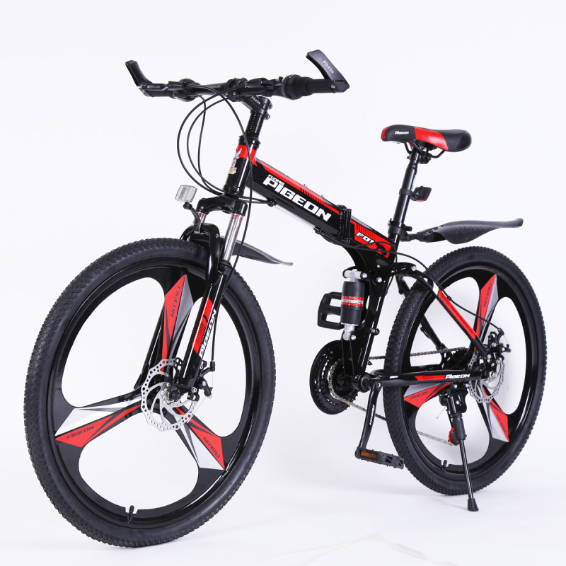飞鸽自行车26寸24速碟刹折叠运动一体轮山地自行车男女款青年学生单车