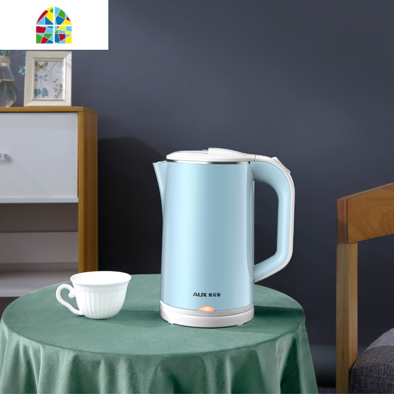 hx-a6128电热水壶保温防烫烧水壶304不锈钢煮茶家用小 fenghou 薄荷绿