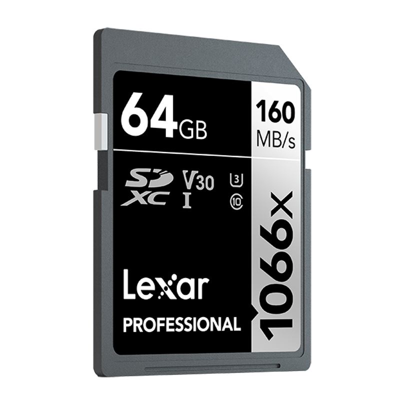 雷克沙(Lexar)64GB SD卡1066X 高速U3 V30读160MB/s写70MB/s单反微单相机内存卡存储卡
