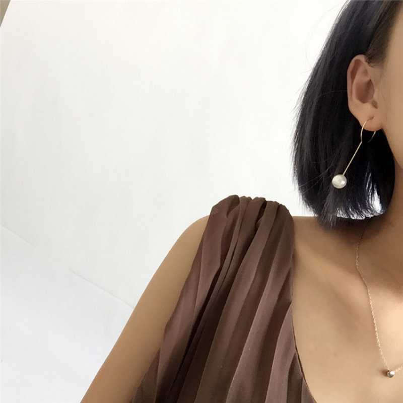 珍珠长耳环欧美极简耳饰 个性耳环女耳钉送女朋友七夕情人节礼物