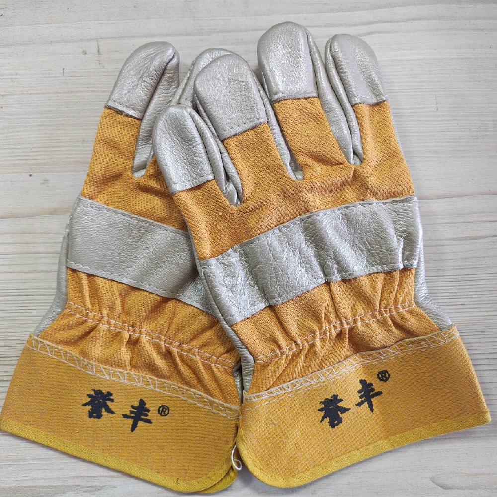 誉丰YL-5030 半指皮半帆布手套电焊手套工作手套 1双装