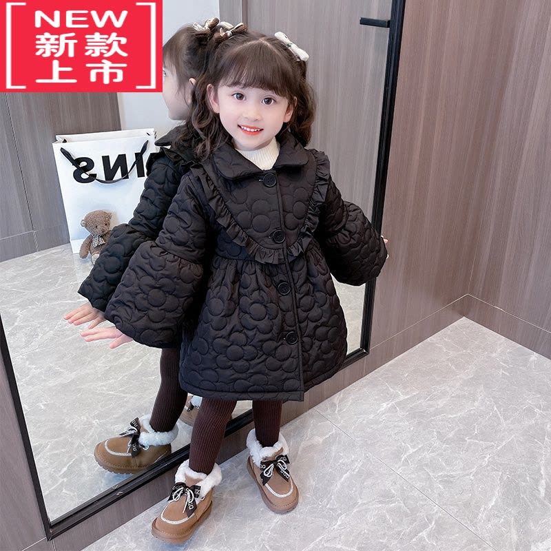 可莉允女童棉服冬装2022新款韩版洋气中长款儿童加厚棉衣宝宝小女孩外套图片