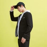 【2件2.5折价：79.8】美特斯·邦威西装男士夏装时尚简洁商务正装西服都市男装青_