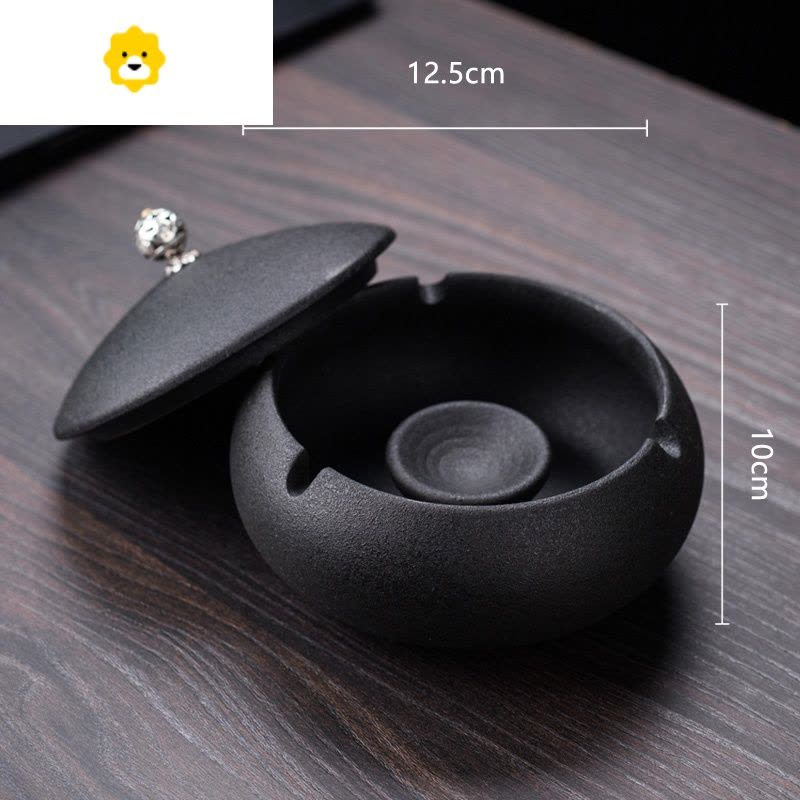 创意烟灰缸家用客厅个性潮流时尚陶瓷烟缸带盖防飞灰茶几摆件定制 JING PING图片