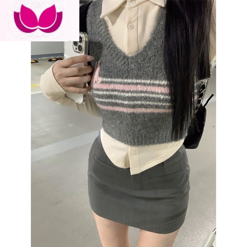 七斓女装小香学院风jk制服连衣裙子衬衫毛衣马甲套装裙韩剧高清大图