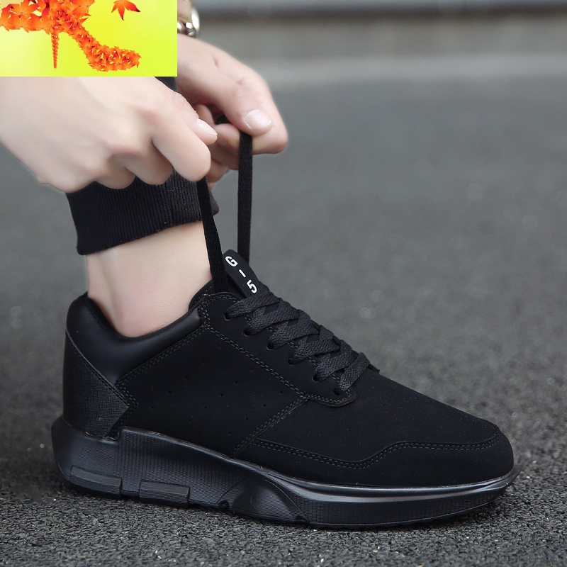 男士内增高6cm男鞋全黑色运动鞋厚底百搭休闲鞋青年隐形增高男鞋简畅