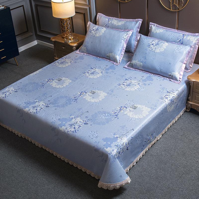 美帮汇床裙空调冰丝凉席三件套可水洗可折叠1.8m床夏季机洗软席1.5米 香榭玉闺（送防滑垫） 2.0m（6.6英尺）床