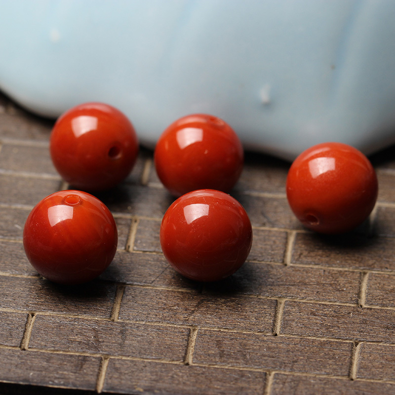 天然四川南红散珠火焰红柿子红玛瑙珠子diy手串手链项链饰品 南红6mm