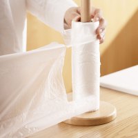 茶花PE手提式一次性食品保鲜袋背心式家用点断式易打结包装袋大号[手提保鲜袋-L140只加大号]