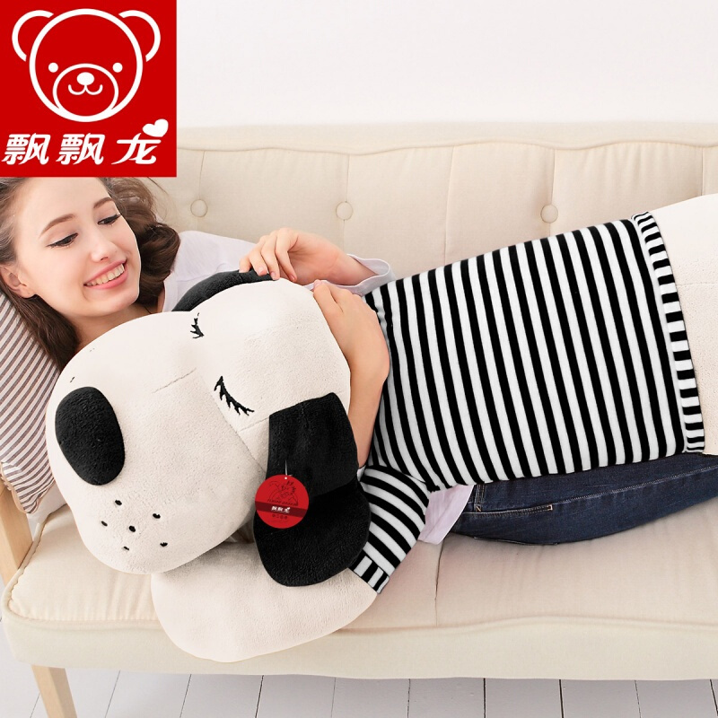 毛绒玩具狗趴趴狗可爱玩偶公仔女生生日睡觉抱枕靠垫布娃娃红色条纹棕色趴趴狗